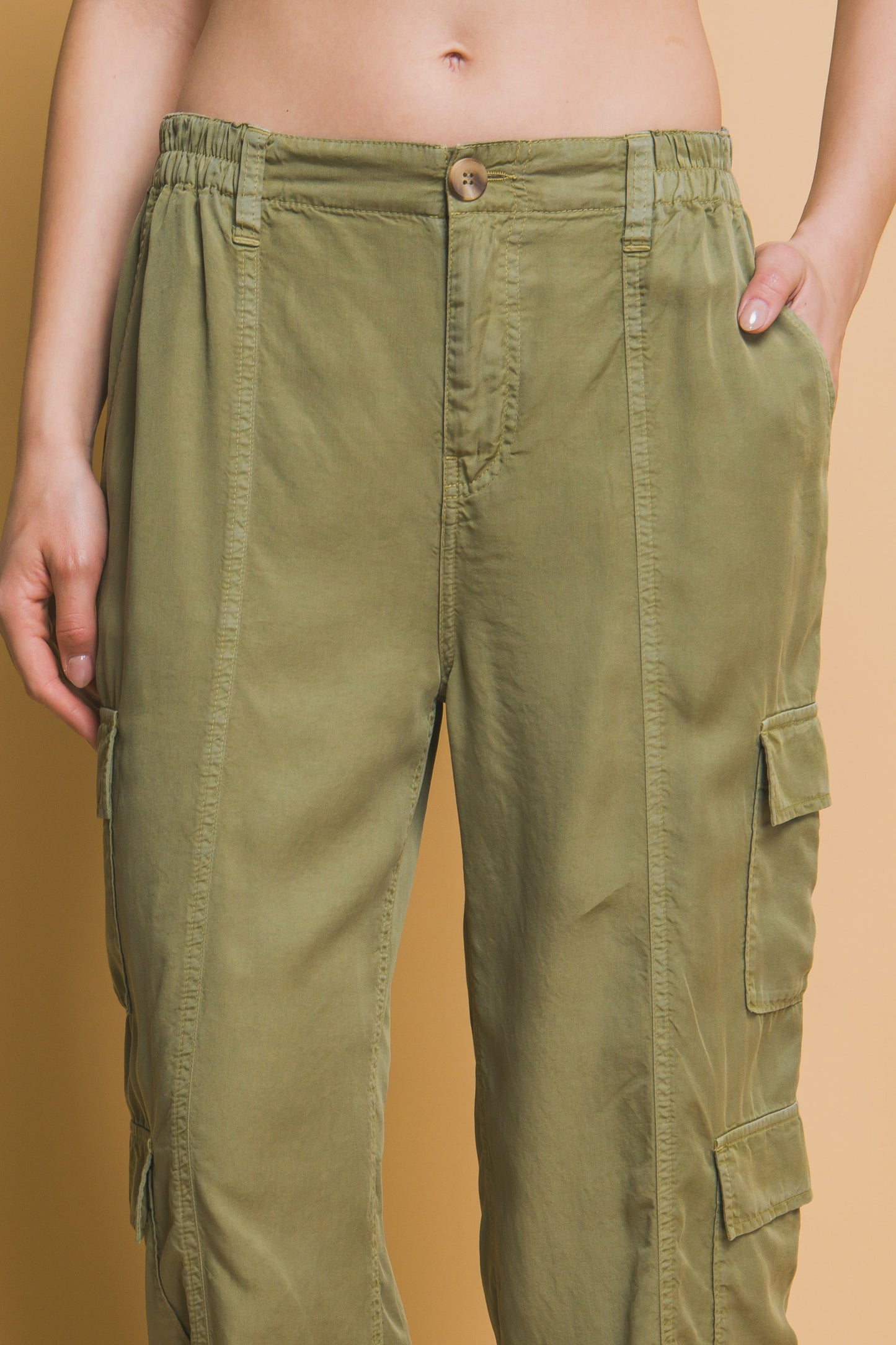 Stacey  B's Full-length Tencel Pants With Cargo Pockets