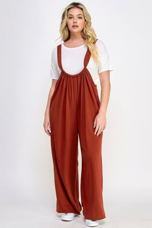 Stacey B's  French Terry Wide Leg Jumpsuit Overalls