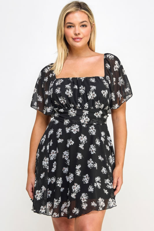 Stacey B's Plus Size Floral Chiffon Dress