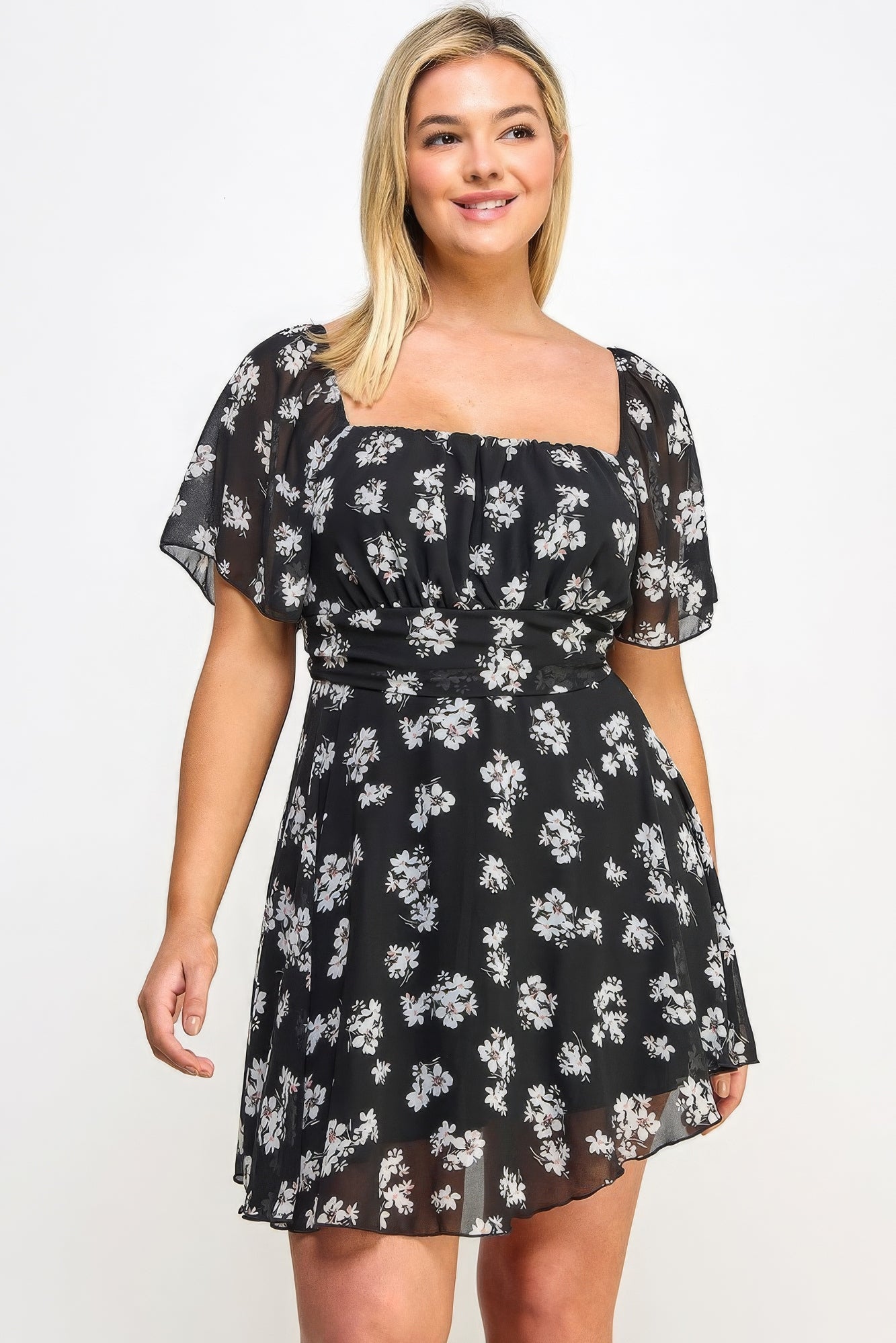 Stacey B's Plus Size Floral Chiffon Dress