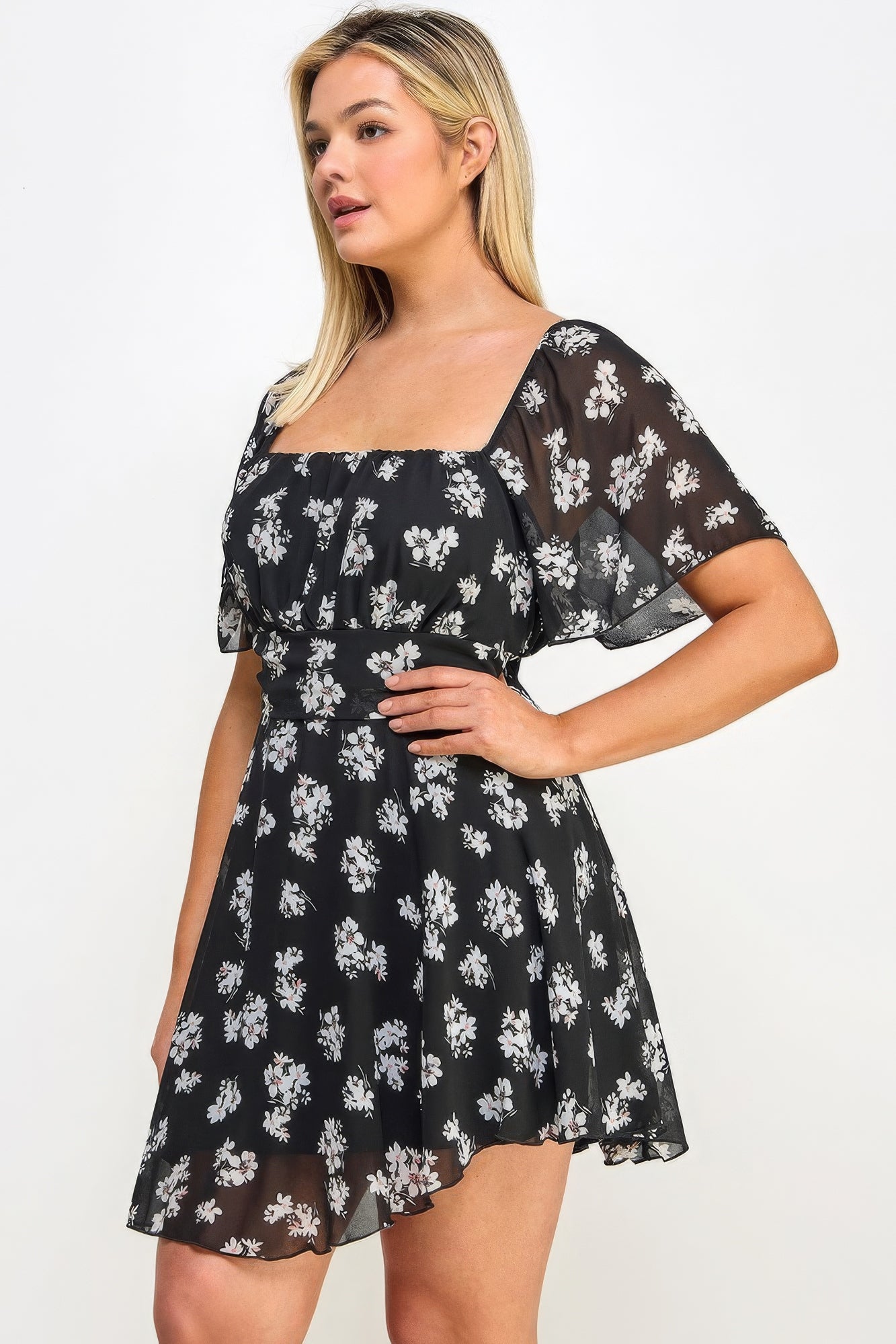 Stacey B's Plus Size Floral Chiffon Dress