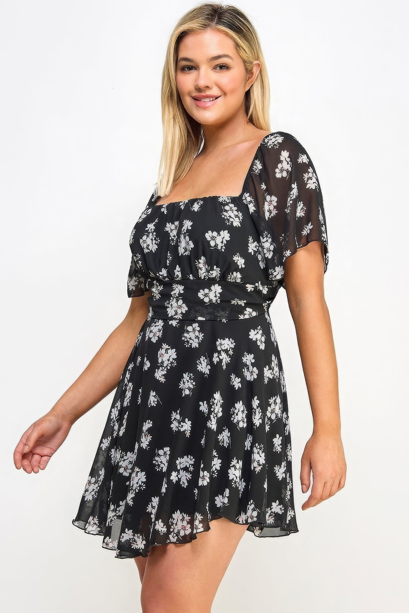 Stacey B's Plus Size Floral Chiffon Dress