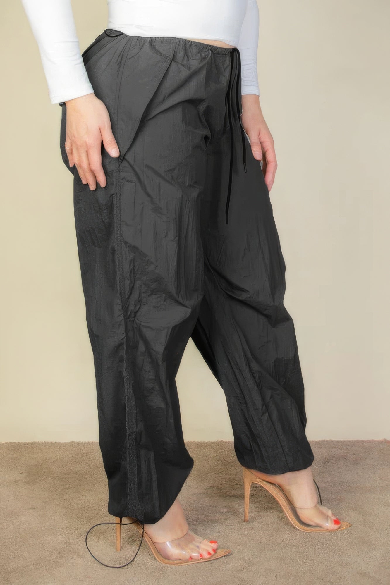 Stacey B's Plus Size Drawstring Waist Parachute Pants