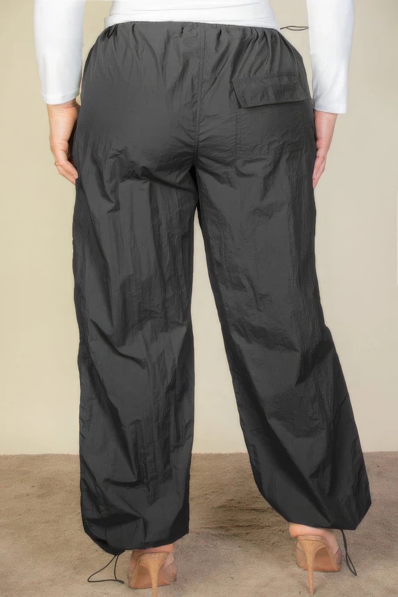 Stacey B's Plus Size Drawstring Waist Parachute Pants