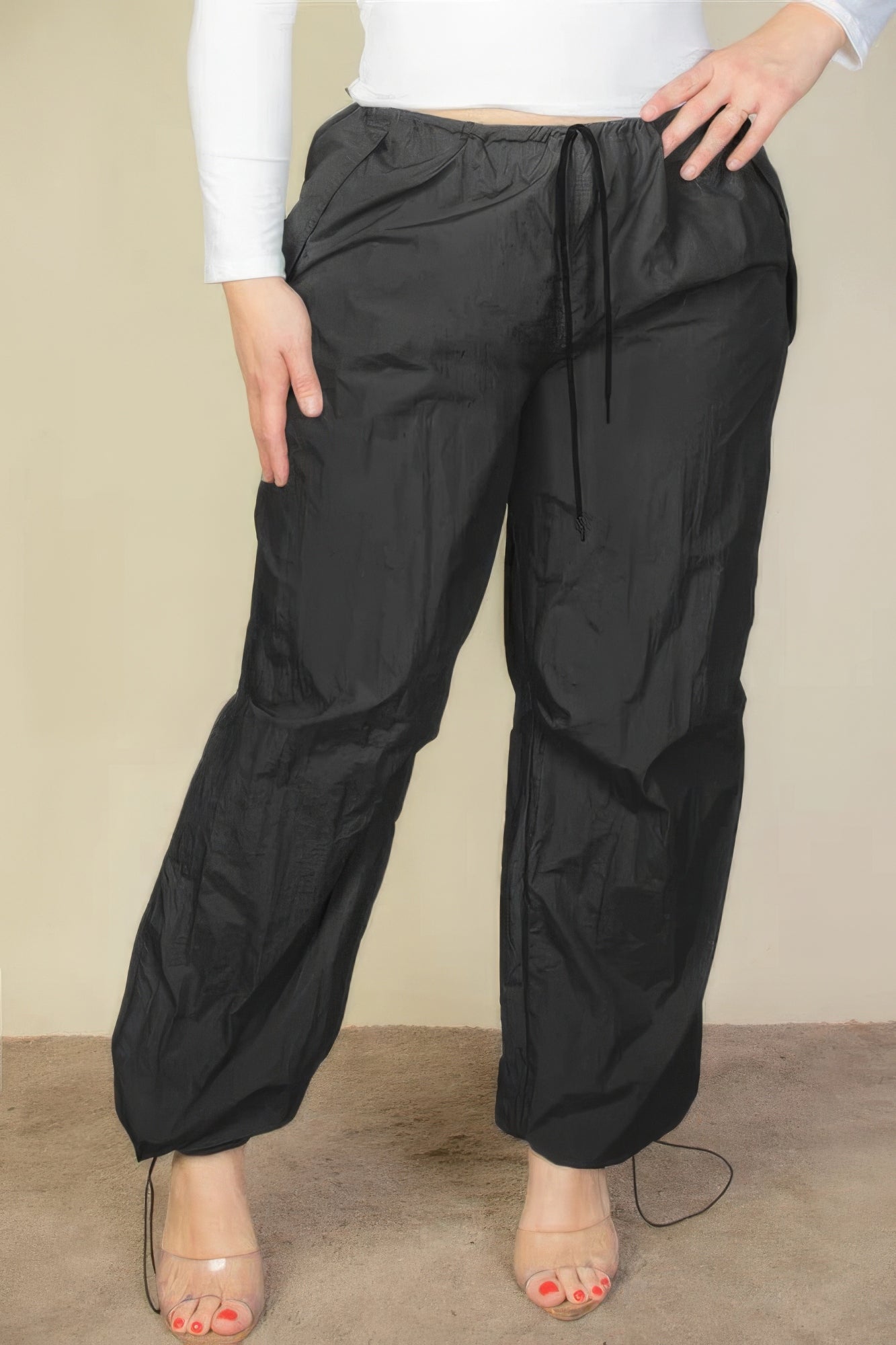 Stacey B's Plus Size Drawstring Waist Parachute Pants