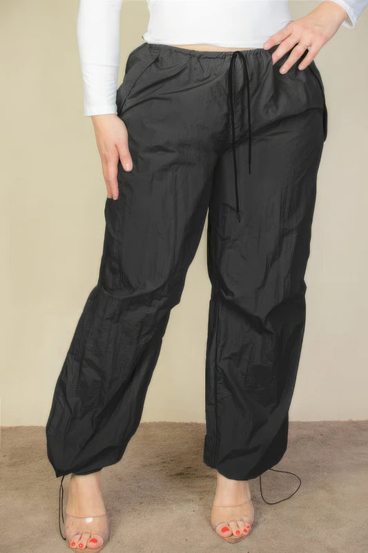 Stacey B's Plus Size Drawstring Waist Parachute Pants