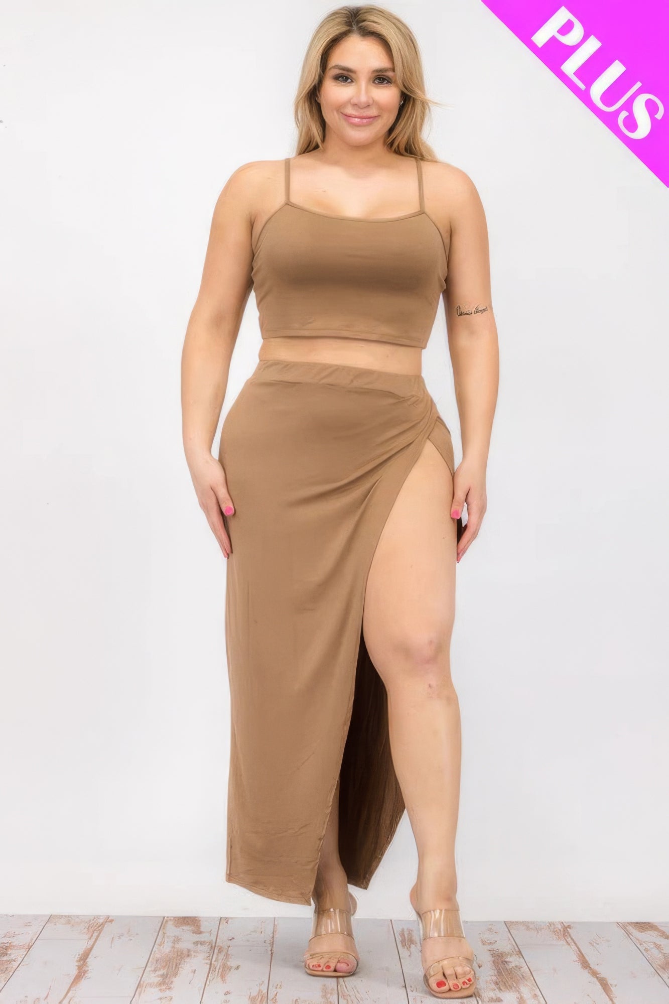 Stacey B's  Crop Cami & Split Thigh Maxi Skirt Set