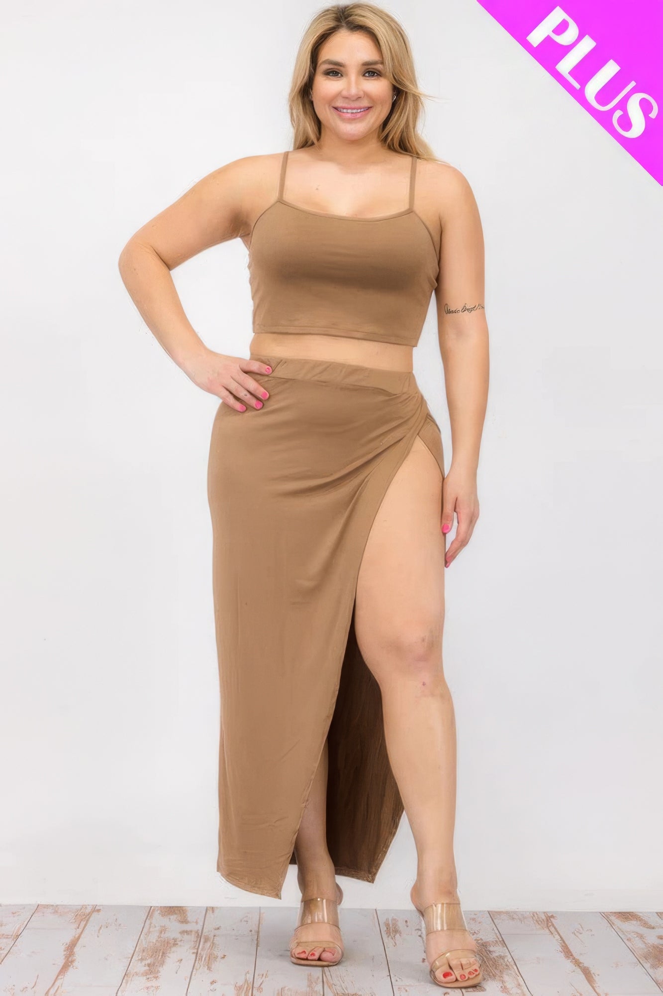 Stacey B's  Crop Cami & Split Thigh Maxi Skirt Set