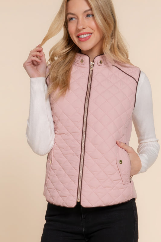 Stacey B's Suede Piping Quilted Padding Vest