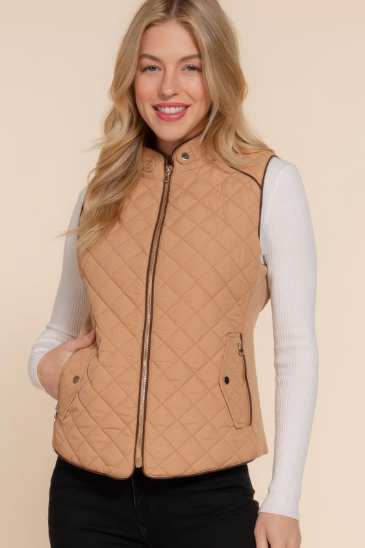 Stacey B's Suede Piping Quilted Padding Vest