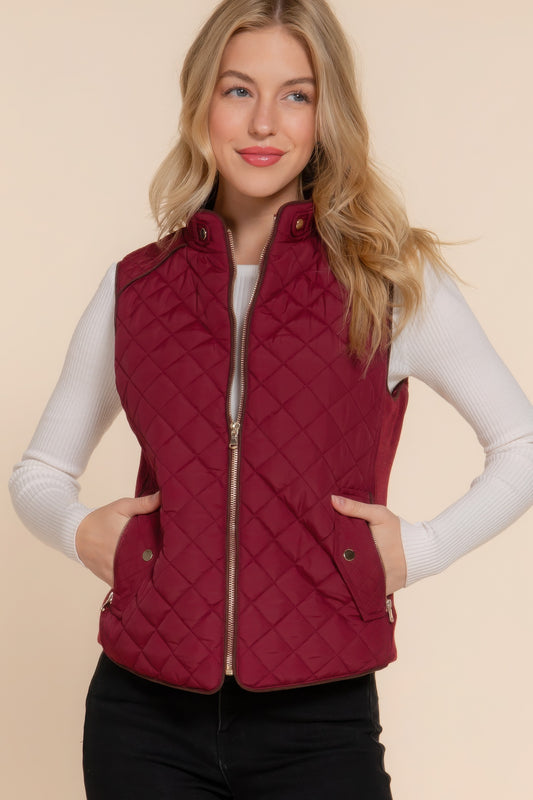 Stacey B's Suede Piping Quilted Padding Vest