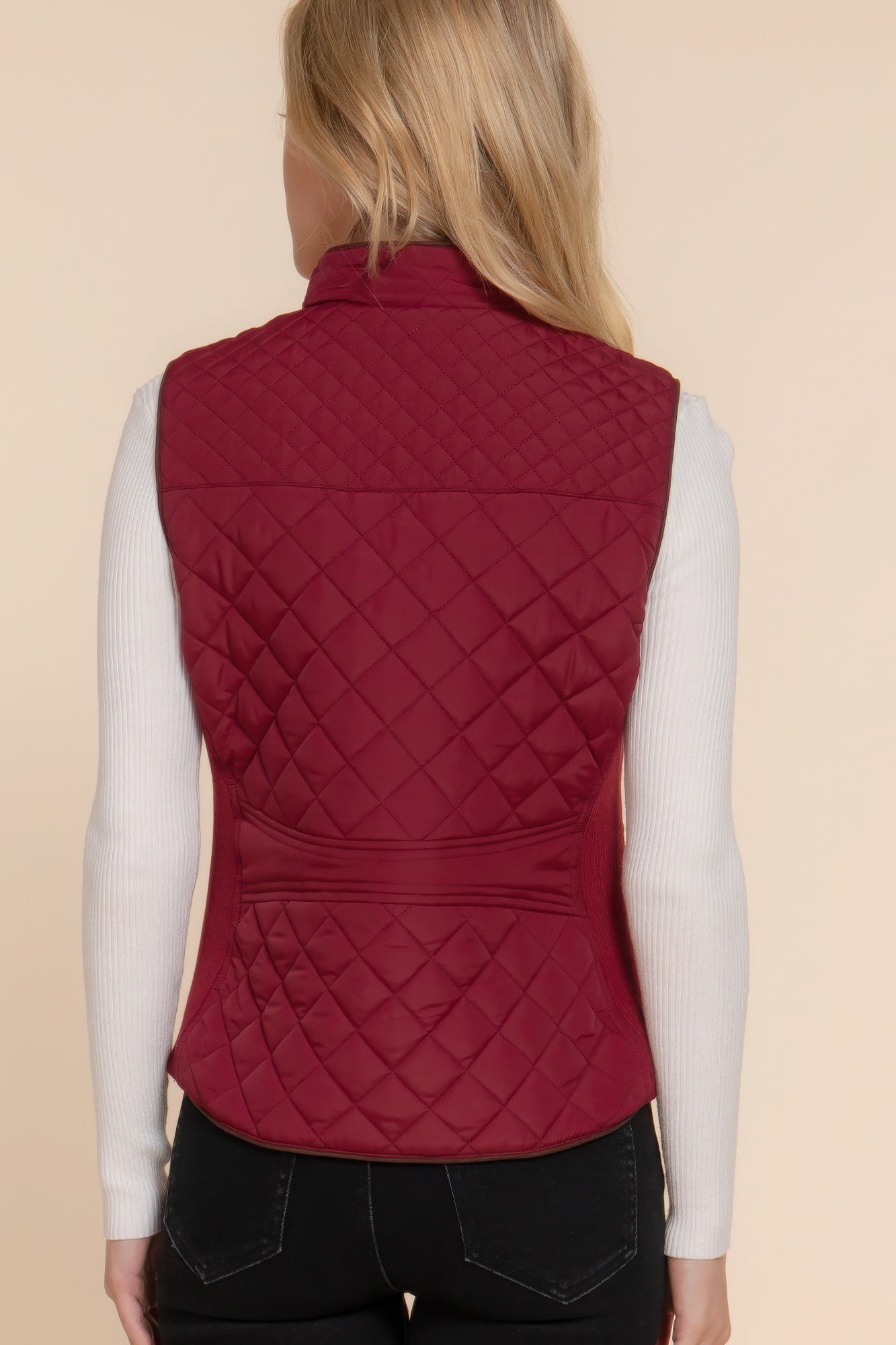 Stacey B's Suede Piping Quilted Padding Vest