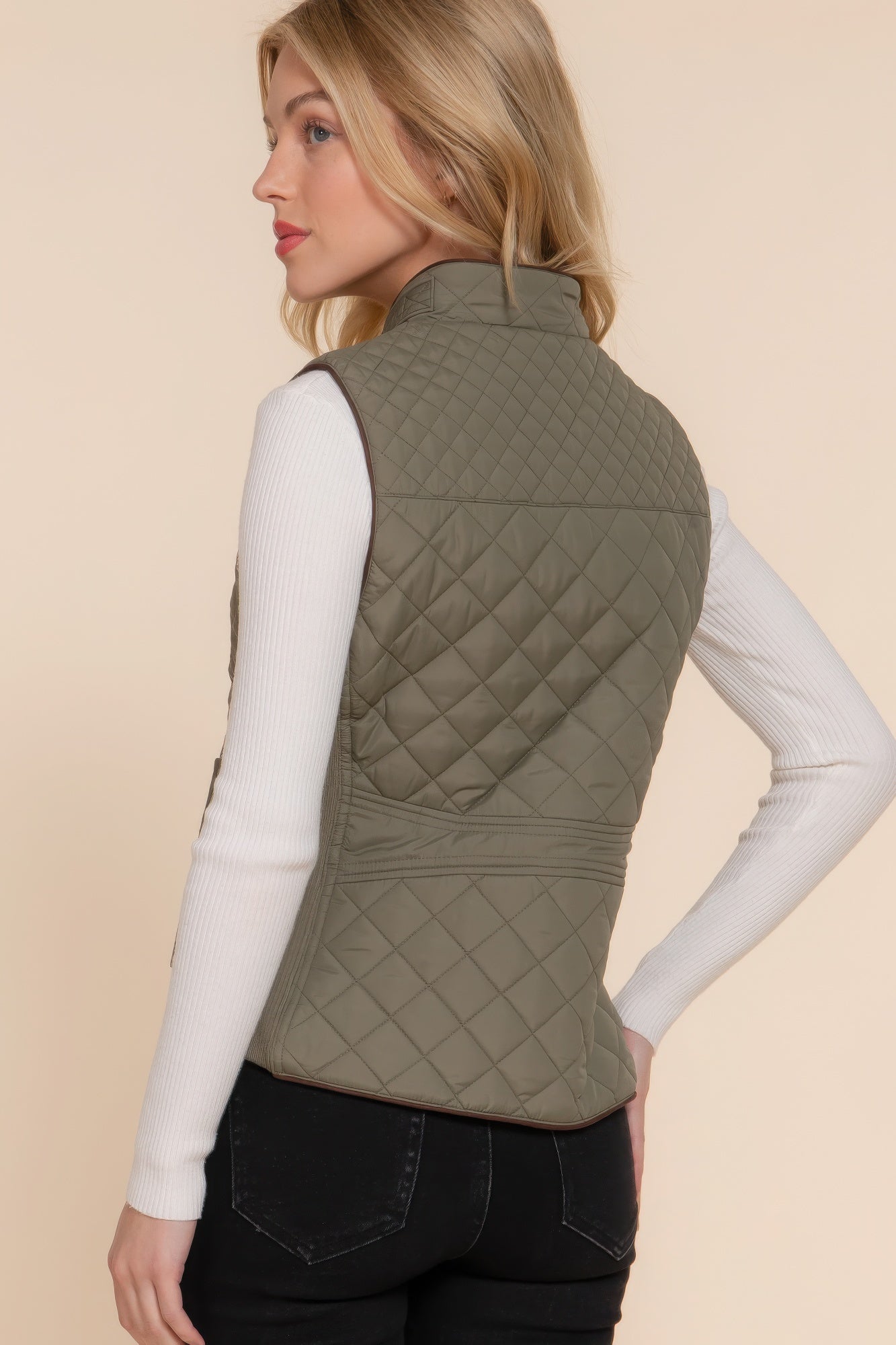 Stacey B's Suede Piping Quilted Padding Vest