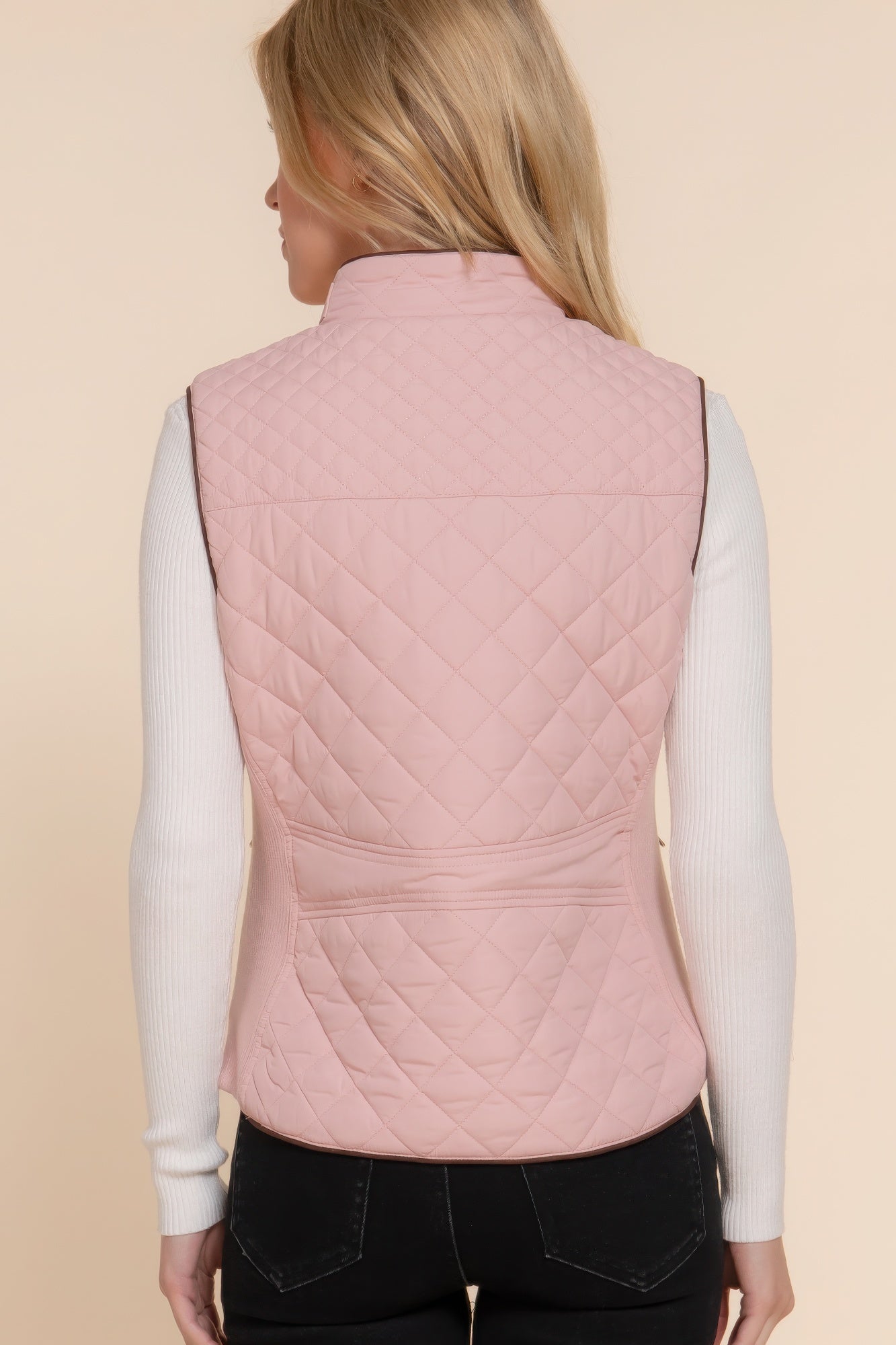 Stacey B's Suede Piping Quilted Padding Vest