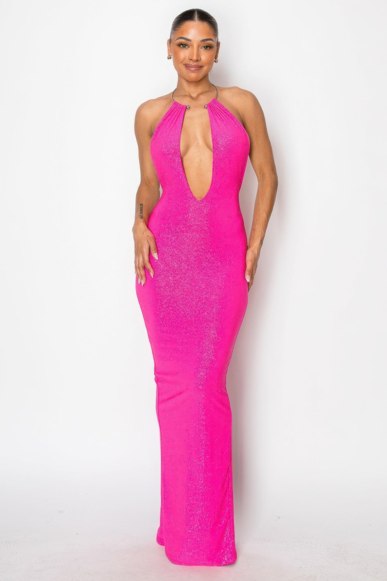 Stacey B's Halter Necklace Trim Long Dress