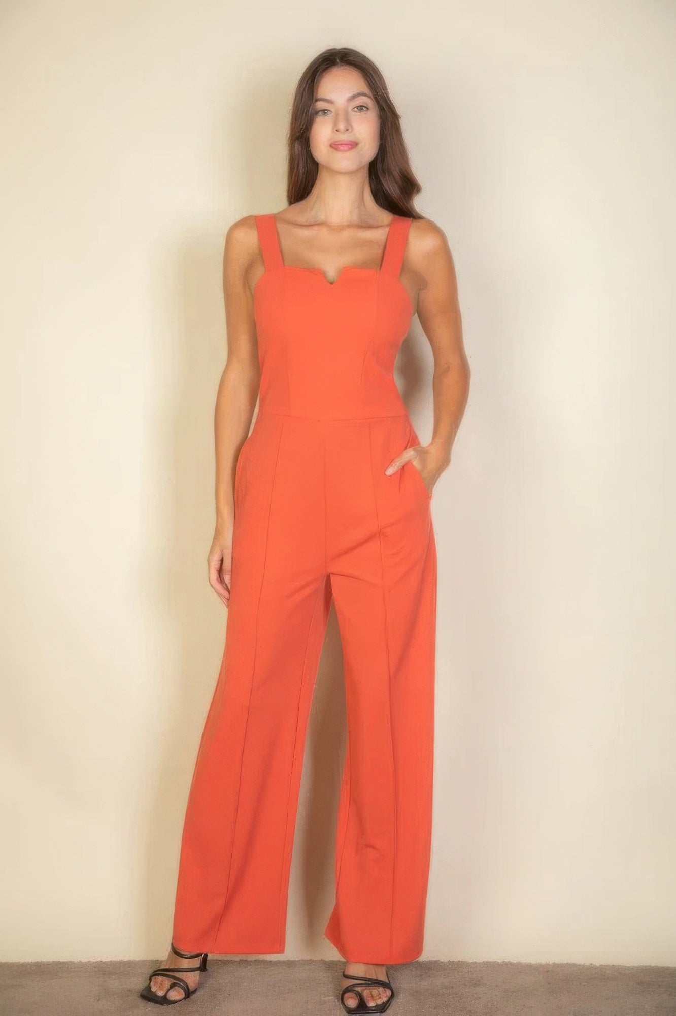 Stacey B's Notched neck cami jumpsuit