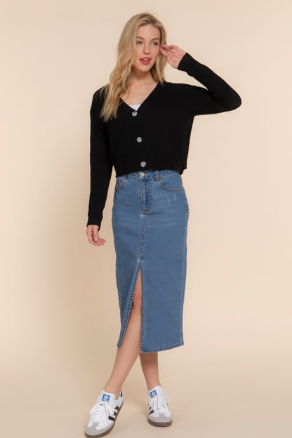 Stacey B's Long slv v-neck sweater cardigan