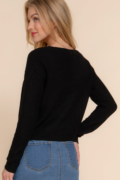 Stacey B's Long slv v-neck sweater cardigan