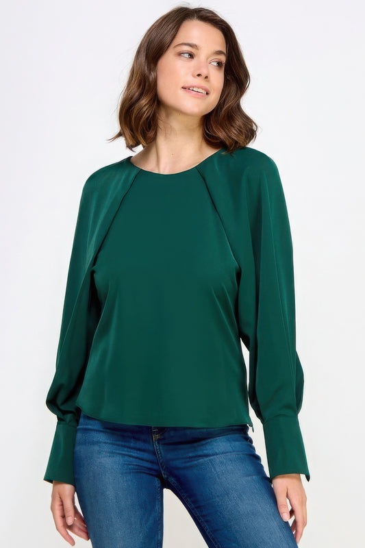 Stacey B's Raglan Long Sleeve Top With Back Neck Tie