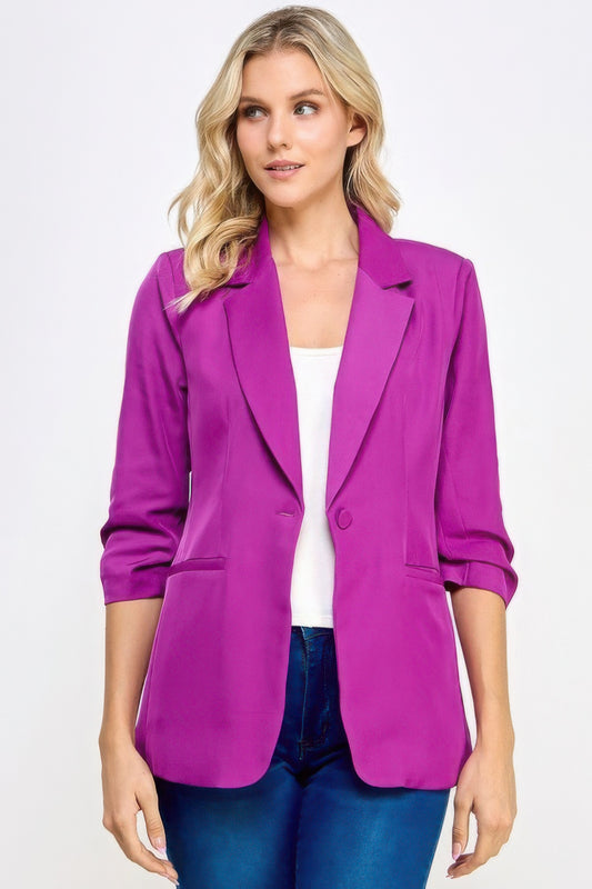 Stacey B's Buttoned Detail 3/4 Sleeve Blazer
