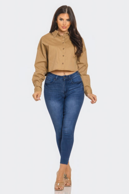 Stacey B's Bling Denim Button Down Shirt