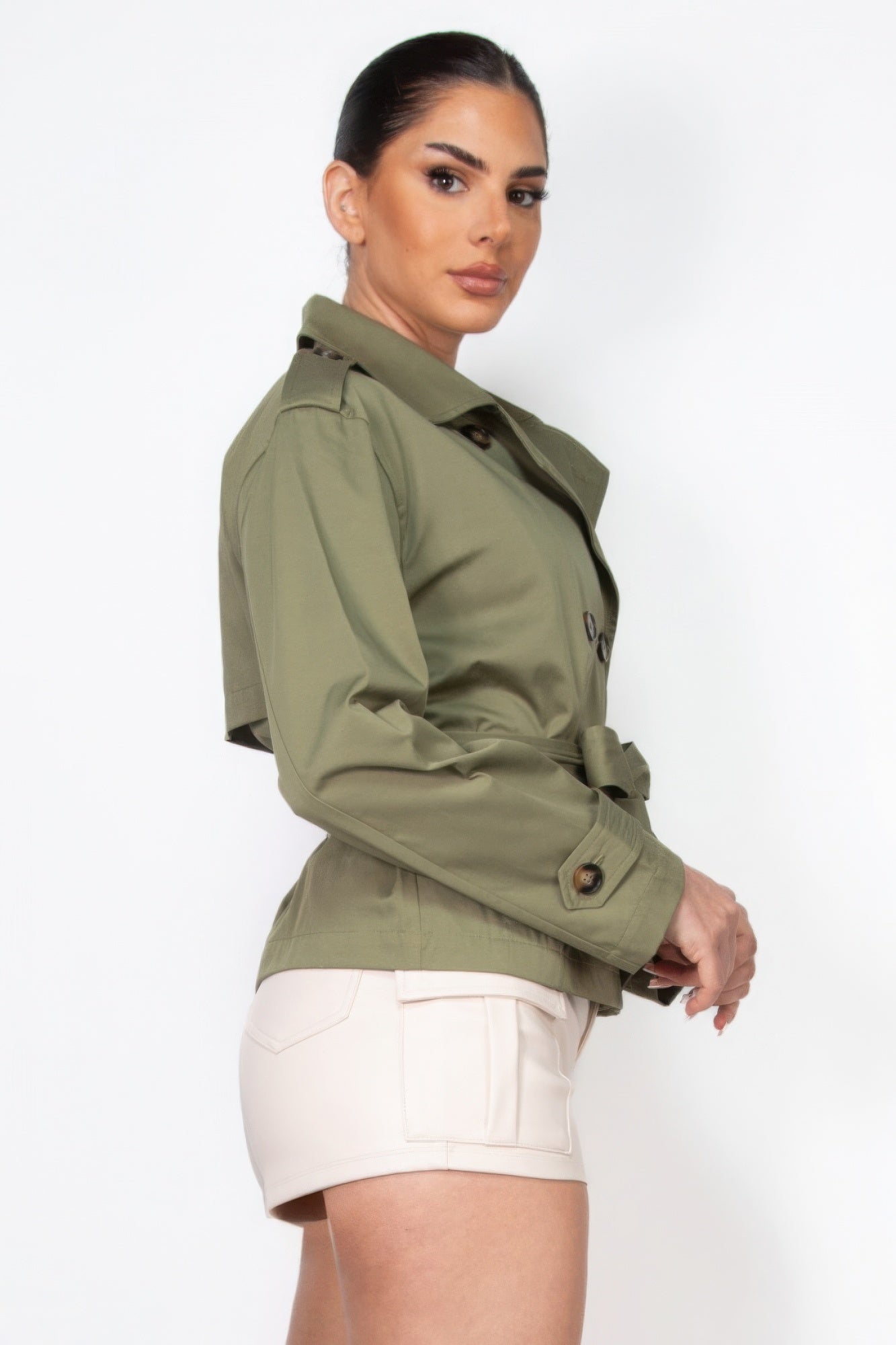 Stacey B's Double-breasted Waist-tie Trench Coat