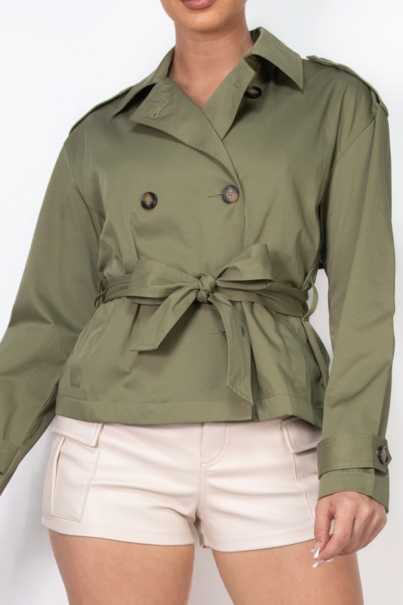 Stacey B's Double-breasted Waist-tie Trench Coat