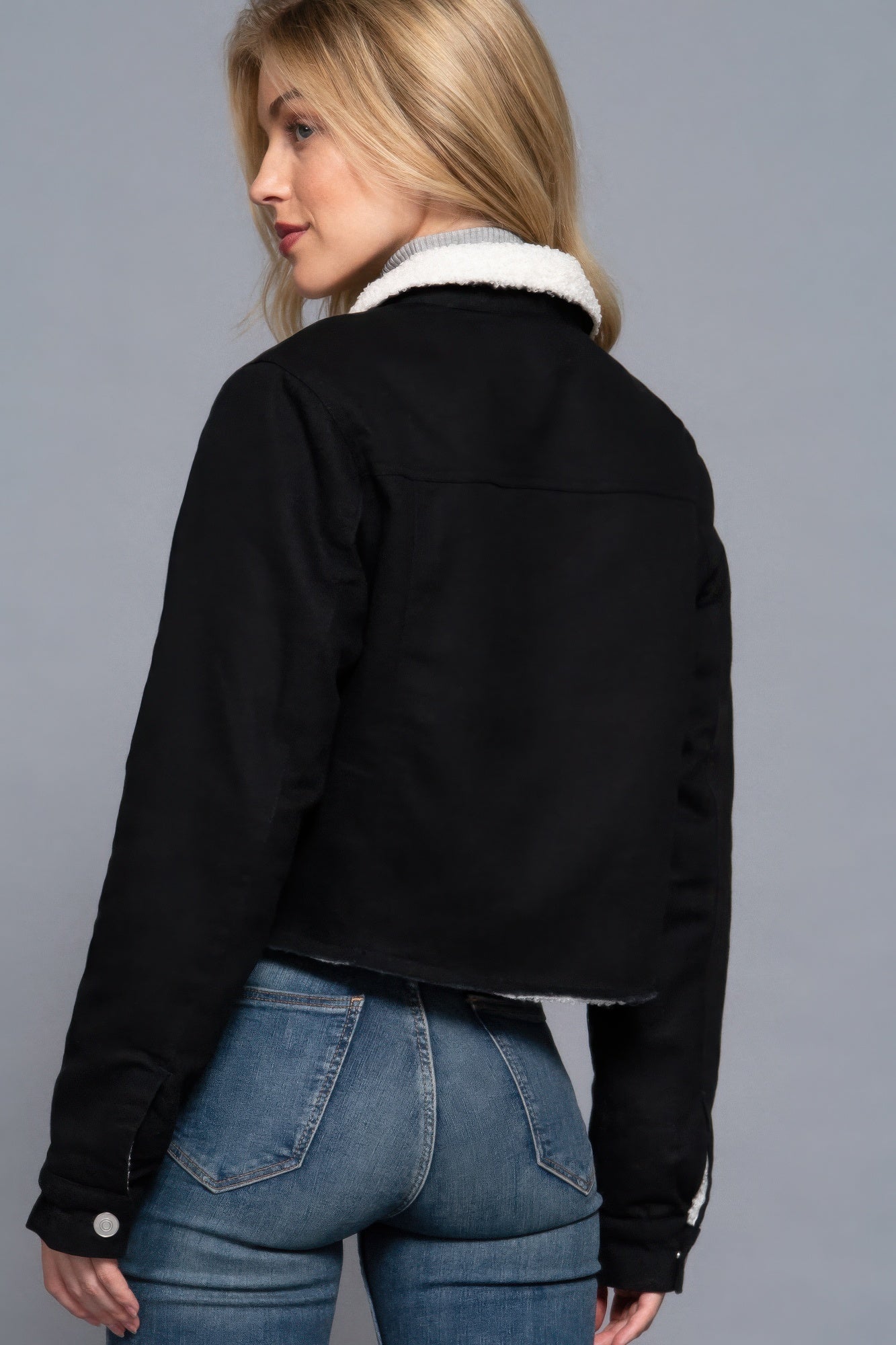 Stacey B's Store Button Closure Sherpa-lined Twill Jacket