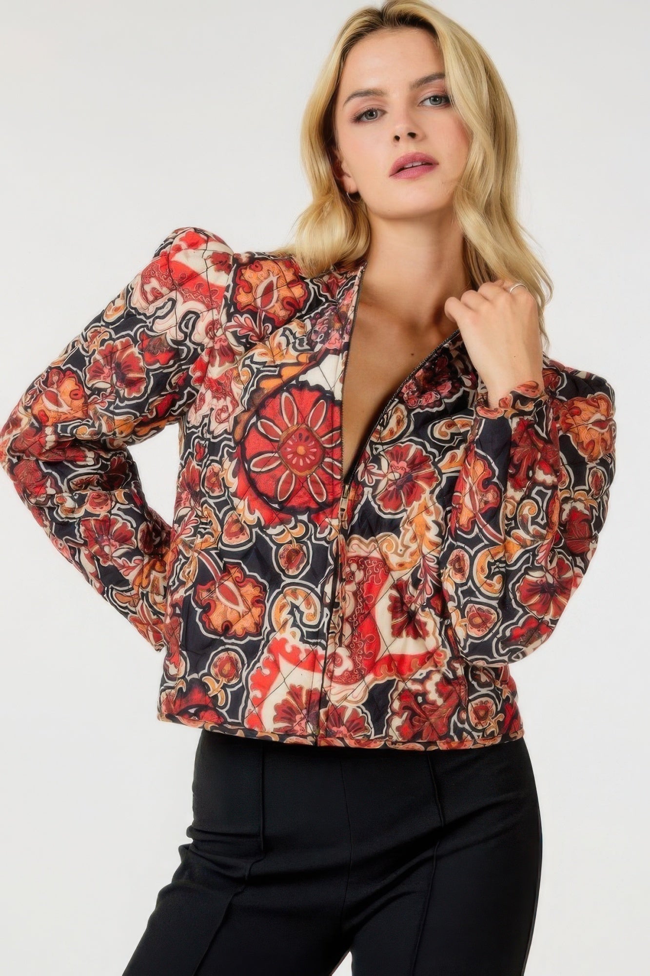 Stacey B's Zip Up Multi-print Jacket