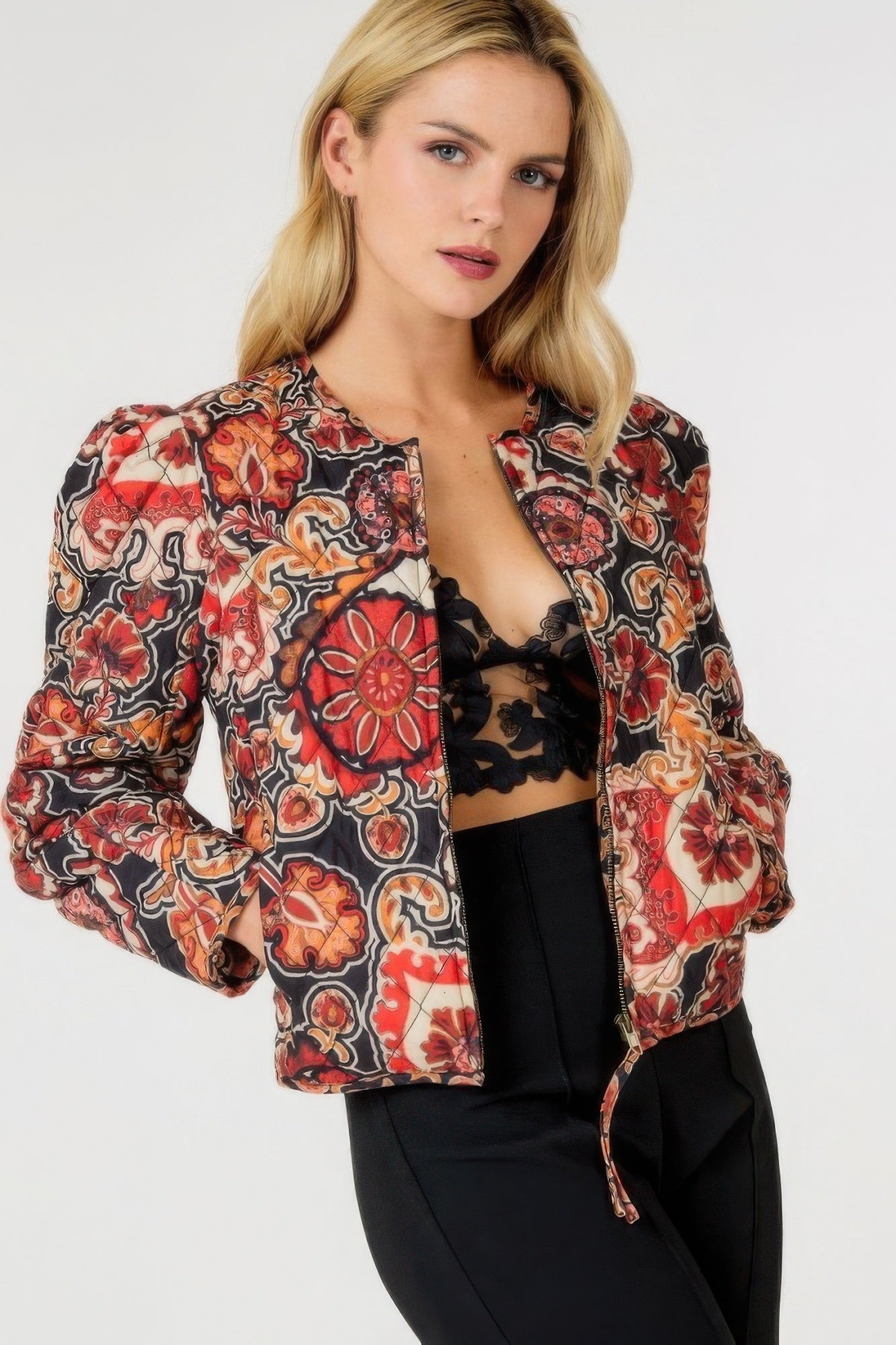 Stacey B's Zip Up Multi-print Jacket