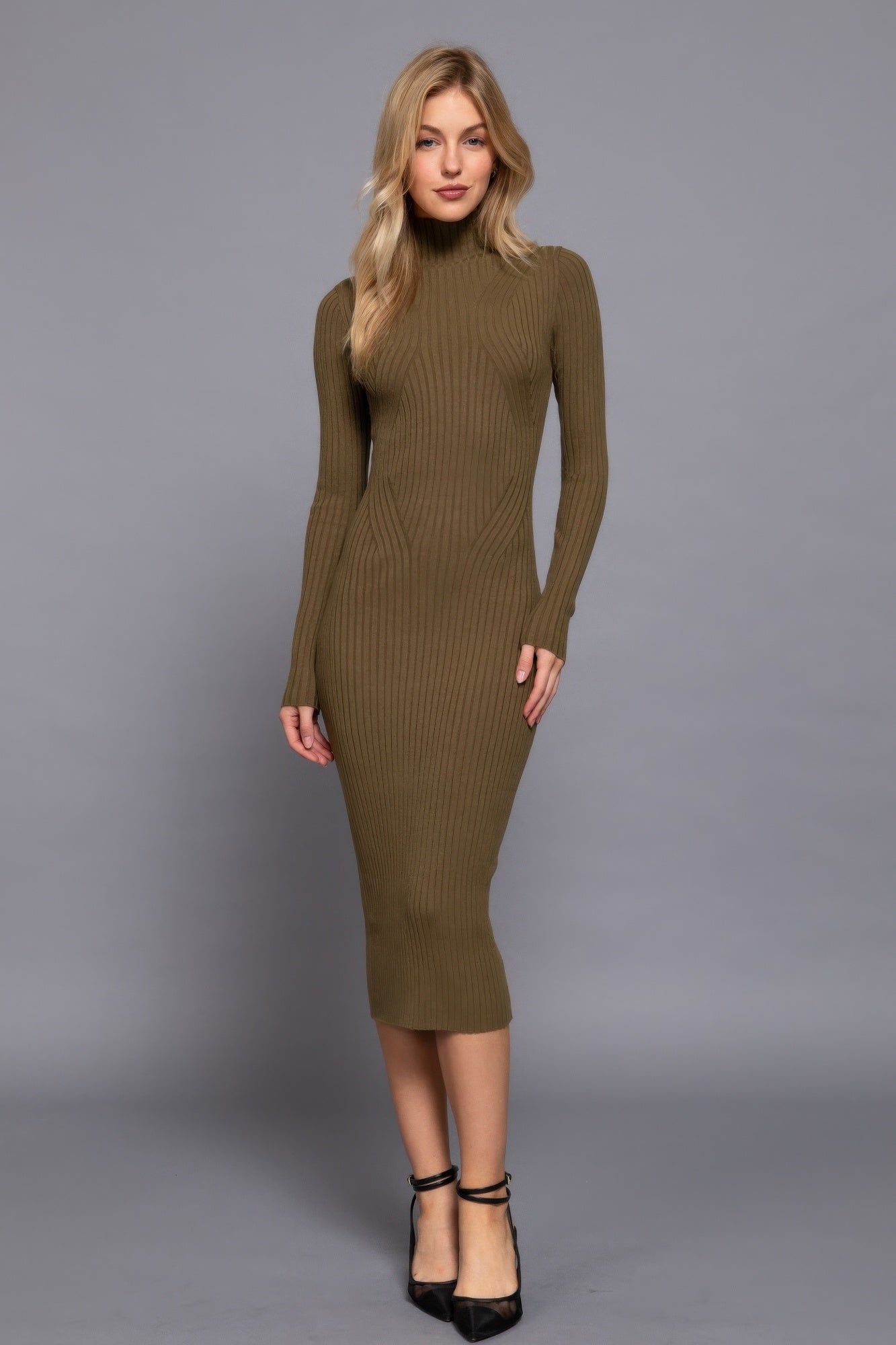 Stacey B's Long Sleeve High Neck Sweater Long Dress