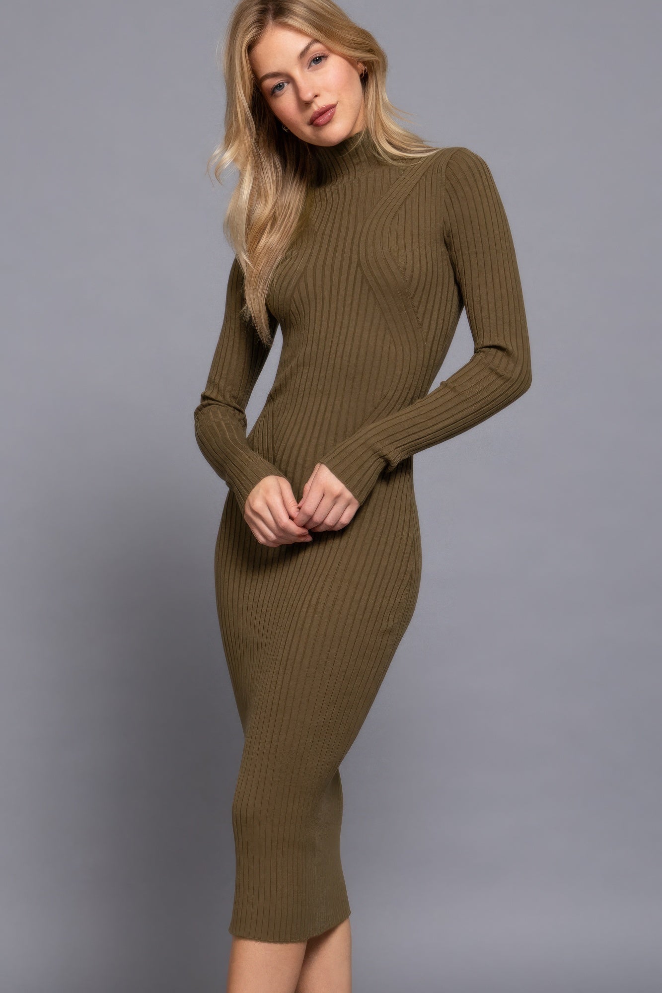 Stacey B's Long Sleeve High Neck Sweater Long Dress