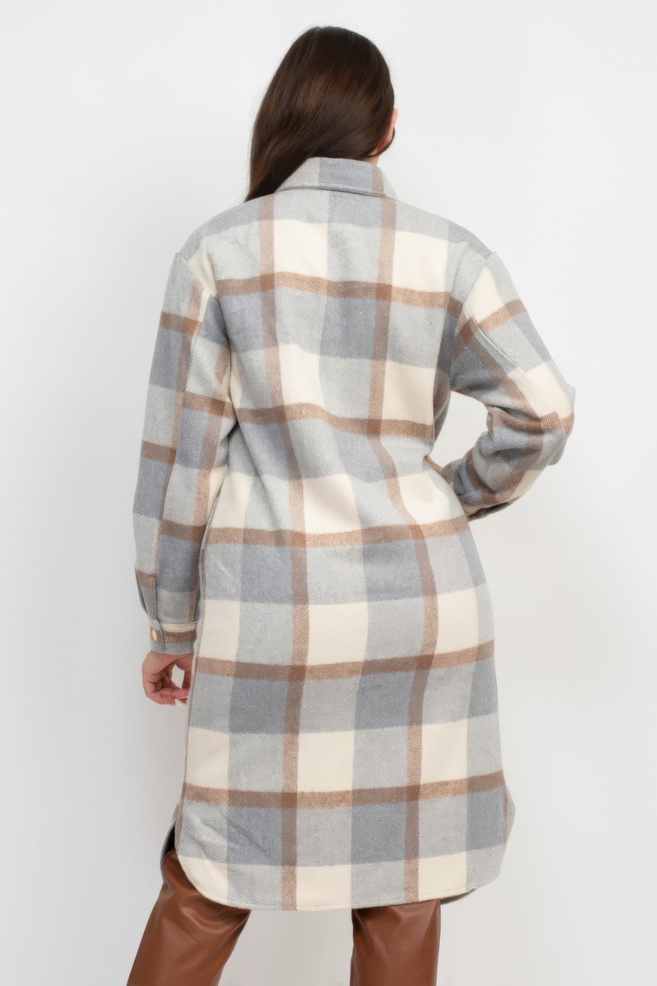 Stacey B's Plaid Buttoned Shacket Coat