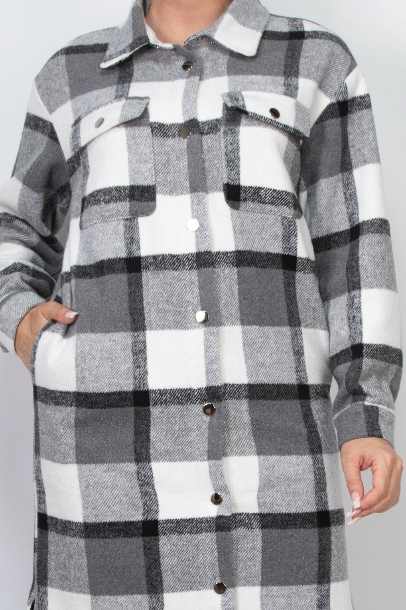 Stacey B's Plaid Buttoned Shacket Coat