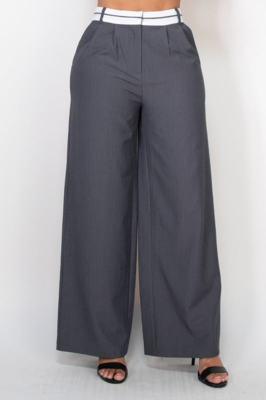 Stacey B's Pleated Double Waistband Pants