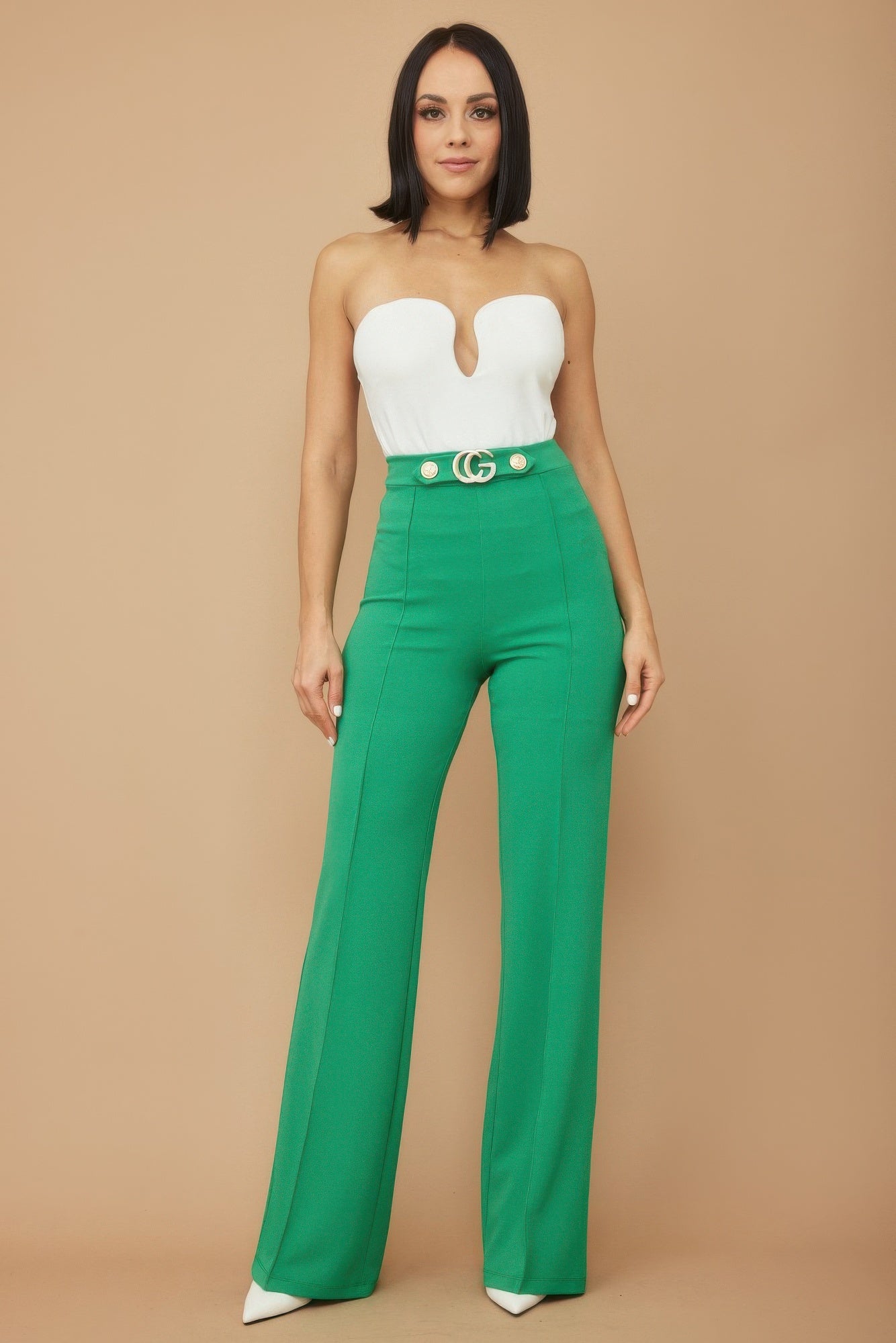 Stacey B's Cg Buckle And Button Detail Pants