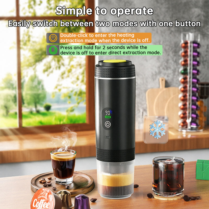 Stacey B's Portable Espresso Machine w/ Digital Display – 3-in-1 Capsule & Ground Coffee Maker for Travel, Camping & Office