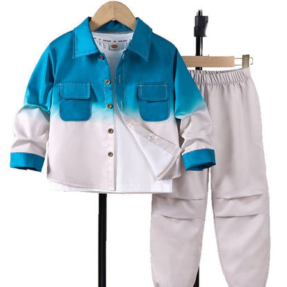 Long Sleeve Shirt with Two-Piece Casual Loose Pants Kids