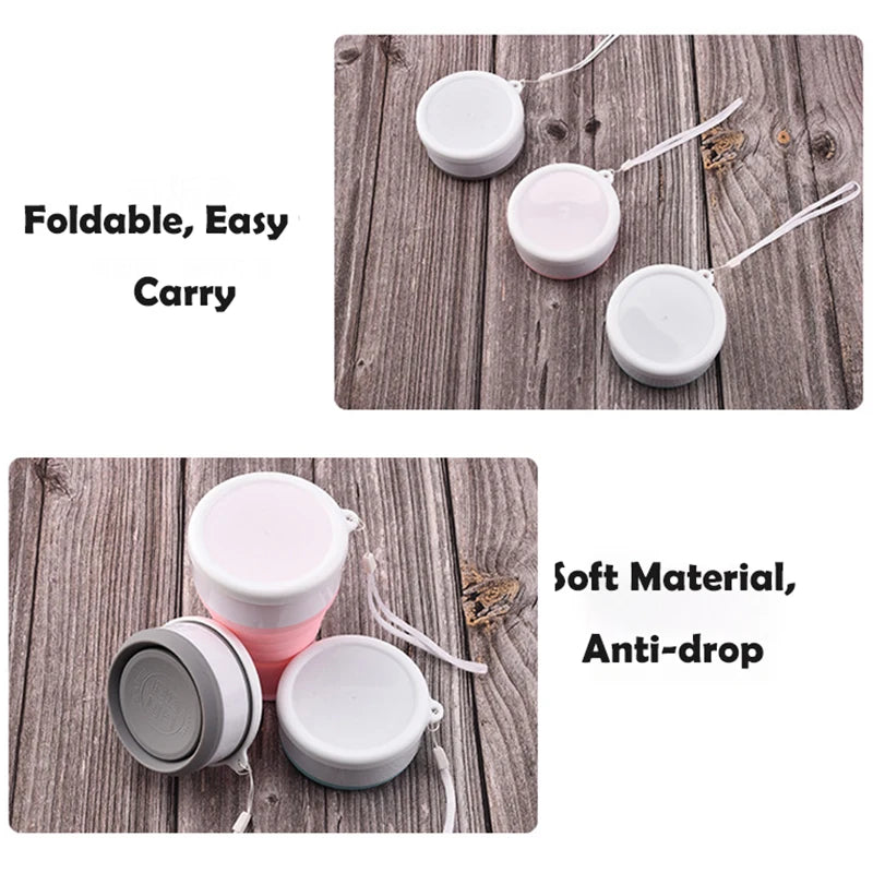 Stacey B's 200Ml Silicone Folding Glass Camping Travel Mug Portable Telescopic Coffee Cup Outdoor Water Cup Folding Water Bottle Drinkware