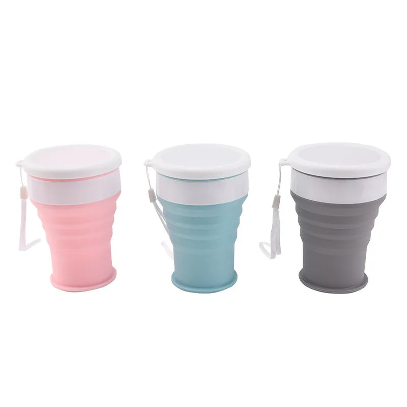 Stacey B's 200Ml Silicone Folding Glass Camping Travel Mug Portable Telescopic Coffee Cup Outdoor Water Cup Folding Water Bottle Drinkware