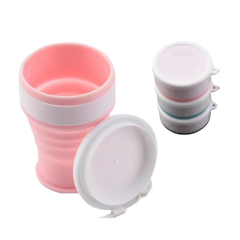 Stacey B's 200Ml Silicone Folding Glass Camping Travel Mug Portable Telescopic Coffee Cup Outdoor Water Cup Folding Water Bottle Drinkware