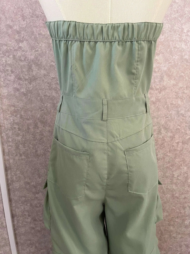 Stacey B's Solid Color Sleeveless Cargo Jumpsuit