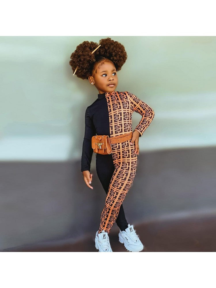 Stacey B's Colorblock Geometric Pattern Zipper Girl Clothing Sets