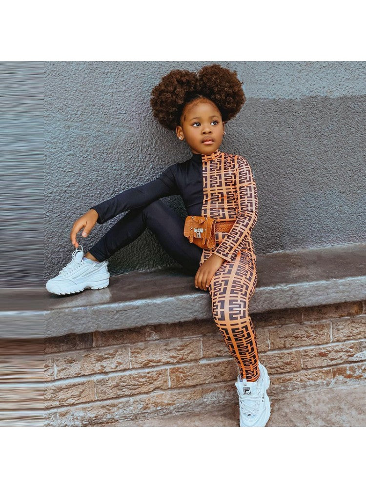 Stacey B's Colorblock Geometric Pattern Zipper Girl Clothing Sets