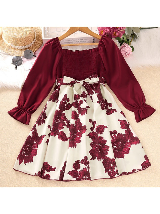 Stacey B's Flower Patchwork Long Sleeve Girl Dresses