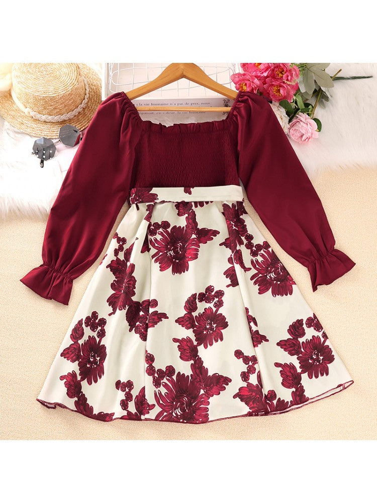 Stacey B's Flower Patchwork Long Sleeve Girl Dresses