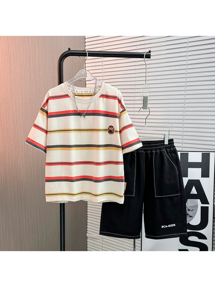 Stacey B's Striped Crewneck Loose Boy Clothing Sets