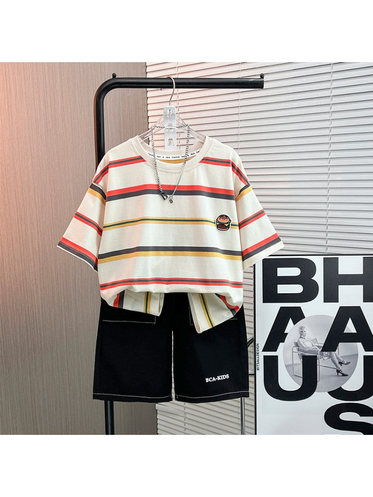 Stacey B's Striped Crewneck Loose Boy Clothing Sets