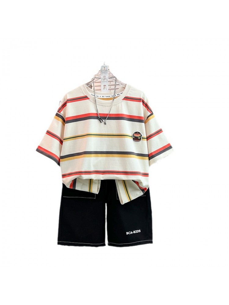 Stacey B's Striped Crewneck Loose Boy Clothing Sets