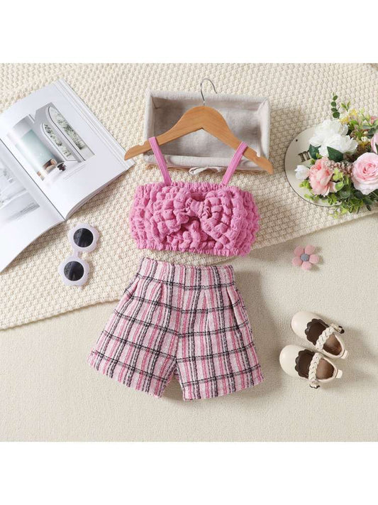 Stacey B's Bow Smocking Plaid Girl Clothing Sets